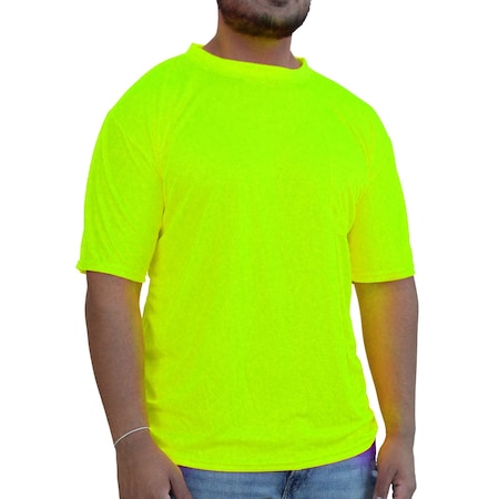 Hi-Viz Green, T-Shirt, 100% Wicking Cooling Polyster, Size: Small